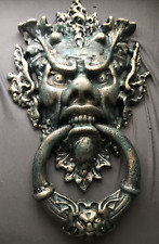 XXL Door Knocker 15" Green Man  Cast Iron Ornate Gothic Vintage Verdigris Effect