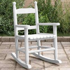 Rocking Chair for Children White Solid Wood Poplar L1I7