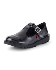 Kickers Girl's Kick T Bar Black Patent School Shoes UK Size 11 Euro 29
