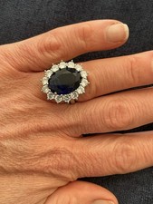 Large Diamante Blue Stone Ring