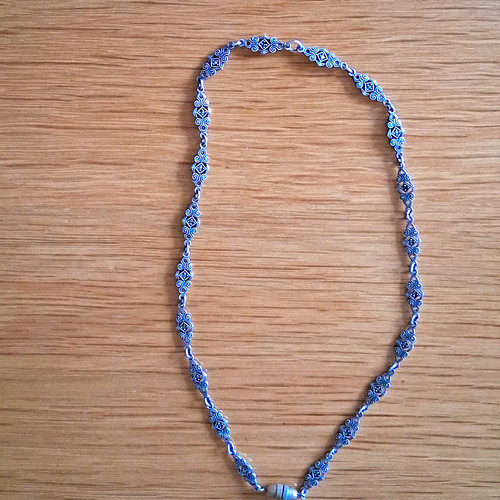 Marcasite metal chain necklace - metal,