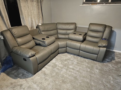 Roma grey leather recliner - roma,