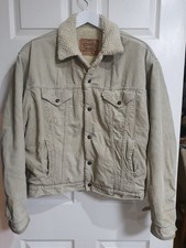 LEVI STRAUSS 71500 Men's Vintage XXL Sherpa Cord Jacket Beige Popper Up