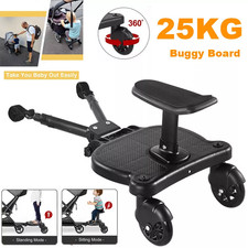 Universal Kids Buggy Board w/ Seat Step Board Stand Wheeled Pushchair Connector