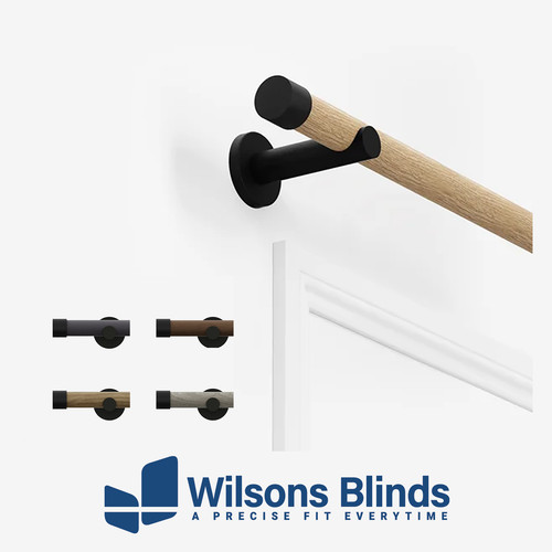 Curtain pole wood effect - curtain, wood-effect