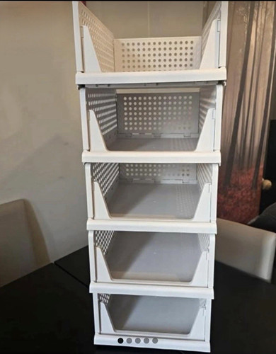 White plastic drawer storage - plastic,