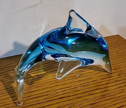 Hand blown glass dolphin - glass,
