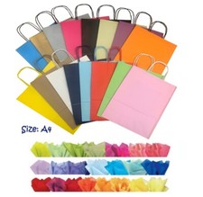 A4 Paper Party Gift Bags & Tissue ~ Boutique Shop Loot Bag ~ Select Your Colour