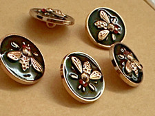 5 GUCCI BEE BUTTONS BEAUTIFUL GOLD & BLACK  METAL GG BEE BUTTON 5PCS