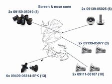 GSX-R 1300 hayabusa 2008-2021 wind screen and nose cone faiting bolts & clips