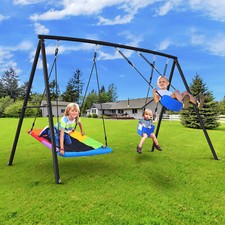 440lbs Metal Swing Set with 3