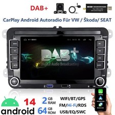 DAB+ 2+64G Carplay For VW GOLF MK5 MK6 Car Stereo Radio Android 14 GPS Head unit