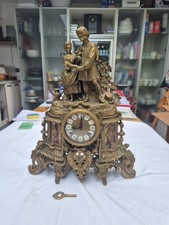 French Louis XIV Style Gilt Mantel Clock by German FHS Hermle.