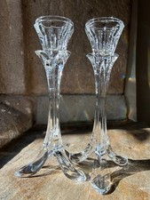 Pair of Vintage Cristal d'Arques Bandol Crystal Candlesticks holders 22 cm