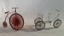 Vintage Model Wire Frame Red Penny Farthing Bike White Tricycle Shopper Bicycle