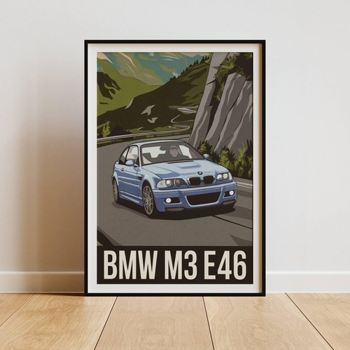 Bmw e46 poster drawing art - poster,