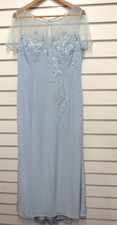 Cameron Blake Mother Of Bride Pale Blue Beaded Dress & Jacket Size 12 (Gor)
