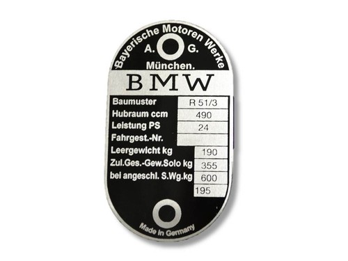 Bmw r51 nameplate plate id - nameplate,