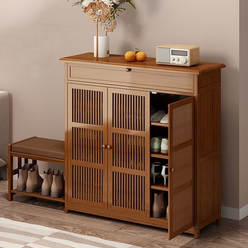 Bamboo shoe rack cabinet - shoe,