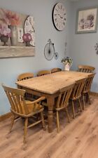 Solid Pine Farmhouse 6ft Table and 8 Chairs Dining Set