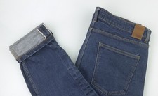 Folk Selvedge Jeans Mens Size W36 L30 Regular Tapered Stretch Denim Button Fly