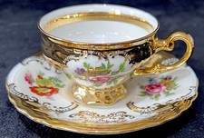 KLEBER Bavarian Germany 22KT Goldauflage Bone China Cabinet Coffee Cup & Saucer