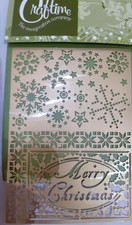 CRAFTIME CHRISTMAS SNOWFLAKE + MERRY CHRISTMAS CARD MAKING STENCIL 10.5 x 15 cm