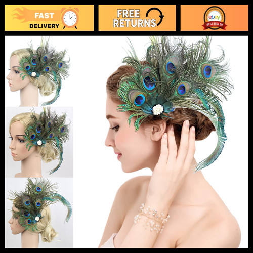 Peacock feather hair clip - hair,