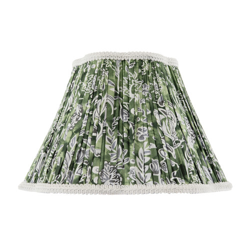 Emerald green and white floral - green,