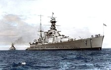 ROYAL NAVY BATTLECRUISER HMS HOOD OFF ADELAIDE 10 MARCH 1924 -HMS REPULSE ASTERN