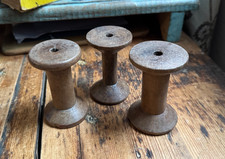 3 Vintage Wooden Industrial Textile Bobbins / Bobbin / Reels