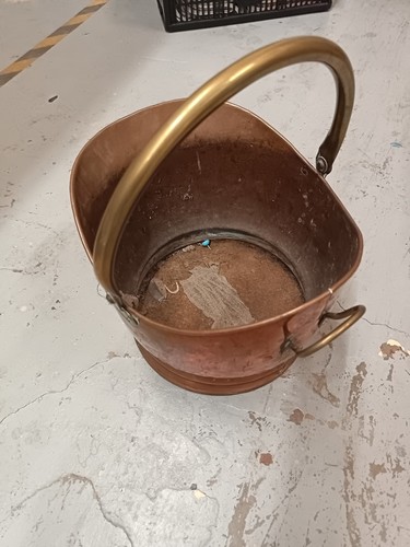 Copper coal scuttle bucket - copper,