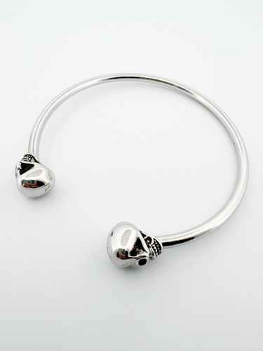 Sterling silver skull - silver, bangle