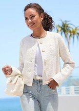 LASCANA Ivory Cropped Boucle Jacket Coat Tweed Style Size 12 BNWOT RRP £79