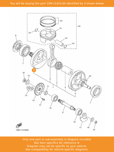 Yamaha crank 1sm 11422 00 - yamaha, 2,