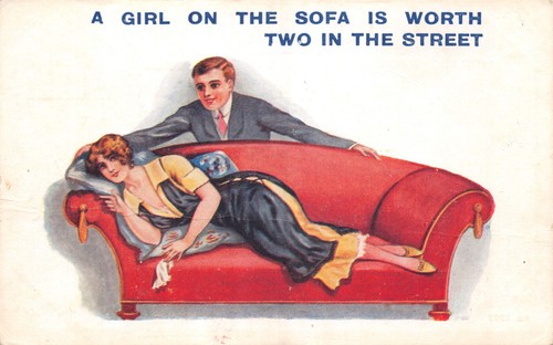 Old comic postcard courting - old,