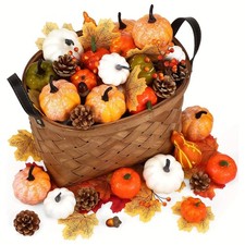 50Pcs Autumn Decorations Artificial Halloween Pumpkins Fake Mini  Maple Leaves
