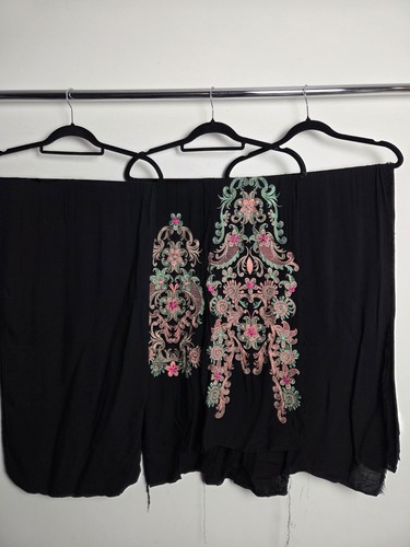 Black embroidered unstitched - black,