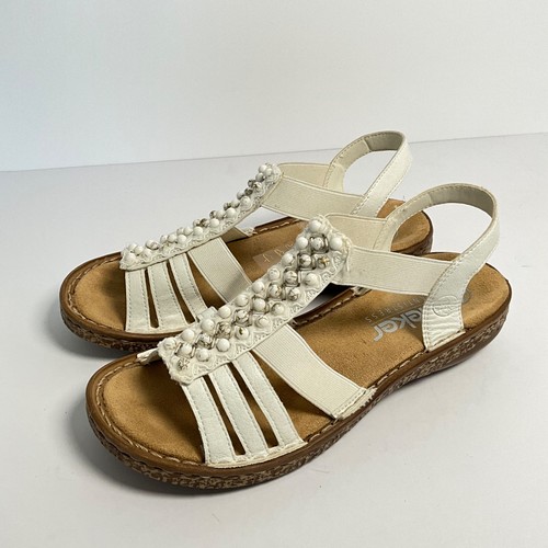 Rieker womens white sandals - rieker,