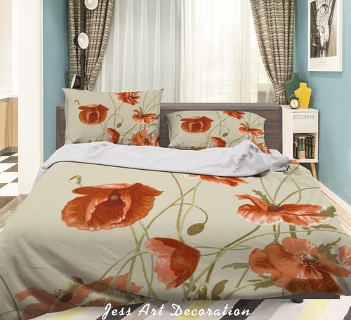 Floral poppy background - 3d,