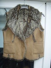 Debenhams, Faux Suede Fur Gilet Waistcoat, Brown UK 16, Shell 100% Polyester,