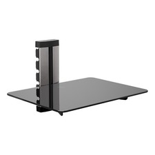 AVF AV Accessory Shelf Black & Silver - Under TV Floating Glass Shelf - 10kg Max