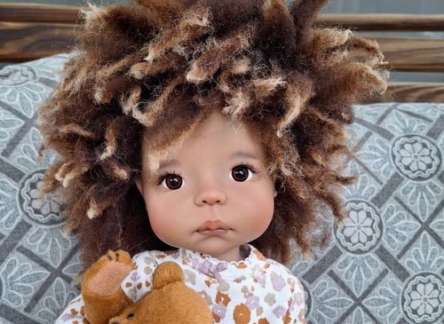 Doll wig black with - doll, in
