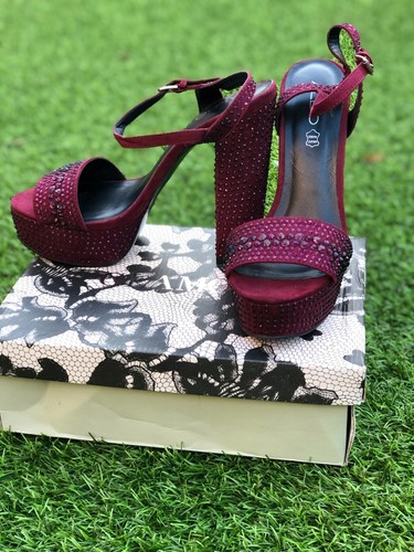 Aldo block heel burgundy suede - block,
