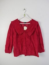 Nobody's Child Top Red Corduroy Collared Emmie Long Sleeve Blouse RRP £55 New F2