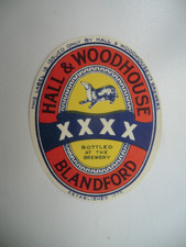 MINT HALL & WOODHOUSE LTD BLANDFORD XXXX BREWERY BEER BOTTLE LABEL