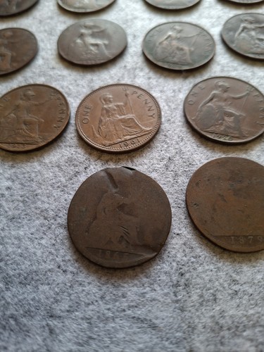 Victorian penny coin - uk,