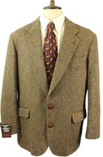BROWN TWEED STUART HUGHES 44"  MENS TWEED ELBOW PATCH JACKET