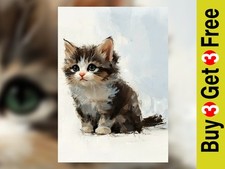 Adorable Kitten Cat Gaze 5"x7"