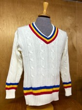 Men's Cricket Jumper V Neck  Cable Knitted Sweater Top Medium / Large & XL